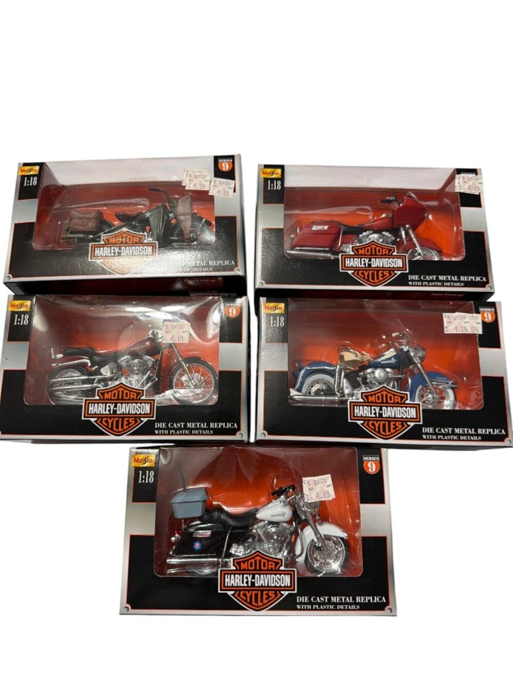 Harley-Davidson Series 9 1:18 Die-Cast Motorcycle Models Set Of 5 Detailed Scale